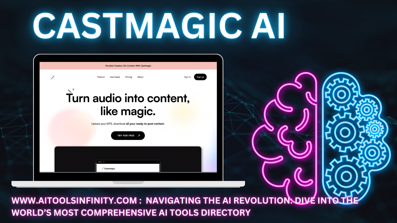 "Image: Automated Content Generation with Castmagic - AI-Powered Tool. Castmagic transforms long-form audio into transcriptions, show notes, summaries, highlights, quotes, and social posts. It offers customizable content creation and seamless integration with platforms like Slack and Zoom, accessible on macOS, Windows, Linux, iOS, and various browsers."