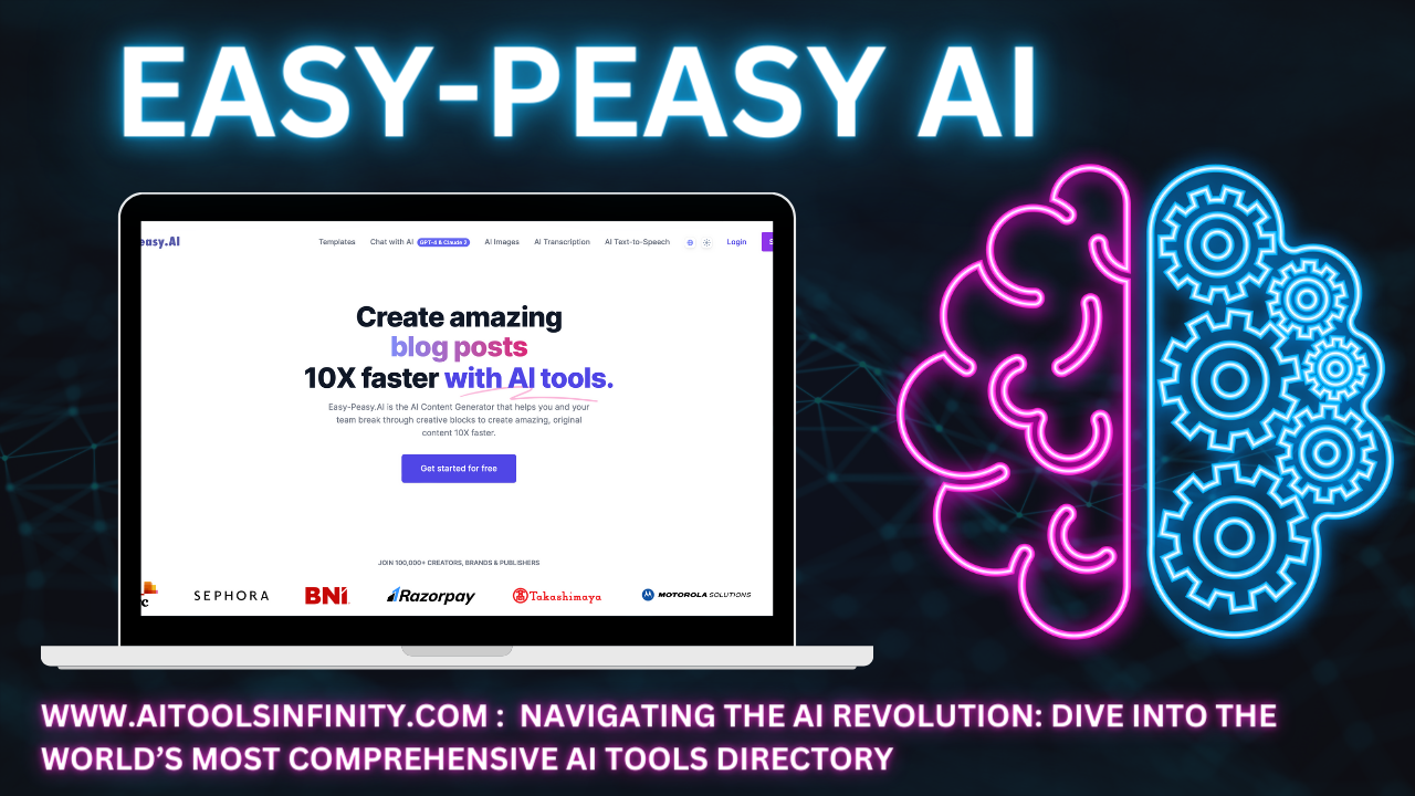 "Image: Unleash Creativity with Easy-Peasy.AI - Innovative AI Copywriting Platform. Easy-Peasy.AI offers over 80 AI copywriting templates for effortless content creation, AI image generation for impactful visuals, and seamless AI transcription for accurate audio-to-text conversion."