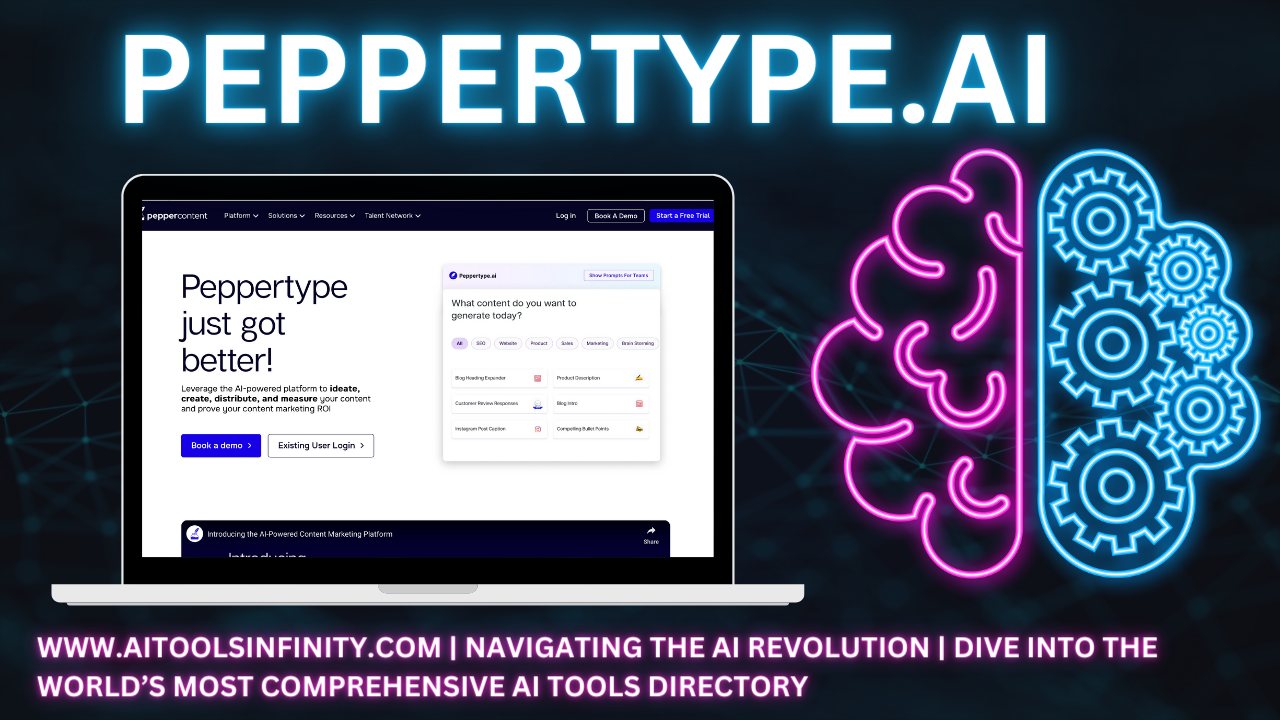 "An image introducing Peppertype.ai, the AI-powered content assistant for businesses. The image showcases its user-friendly interface and emphasizes its ability to elevate SEO rank, generate tailored content, and revitalize existing material. The text encourages viewers to power up their content creation journey with this efficient tool."